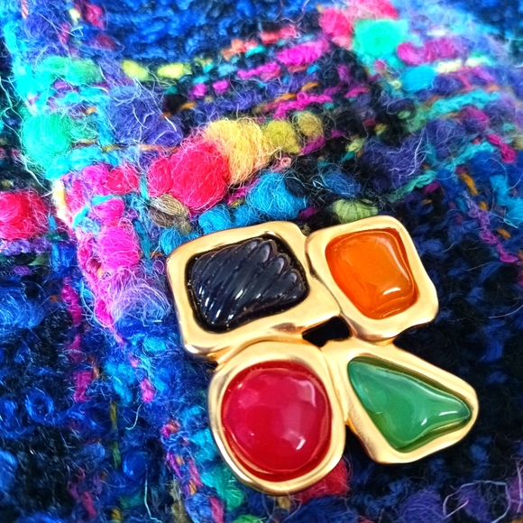FABULOUS VTG "ANNE KLEIN" MUTI COLOR WOOL & MOHAIR JACKET W/ FRUIT SALAD… - Picture 14 of 15